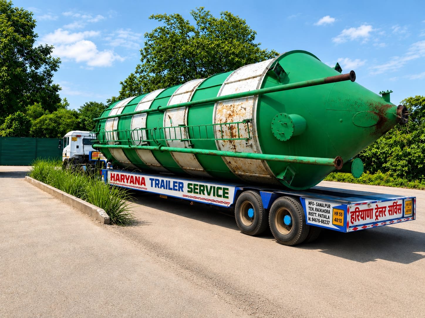 Oversized industrial vessel transported by Haryana Trailer Service